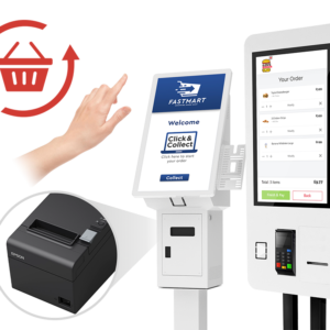 22" PCAP Self Service Kiosk, SO22B, Anti-Vandal Glass and Mounting, QR Code ScannerIntegrated QR Code Scanner, Integrated Epson Receipt Printer, Easy Access for Maintenance