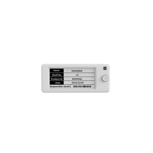 Opticon SE-290A shelf labels on a produce display showing variety names and prices